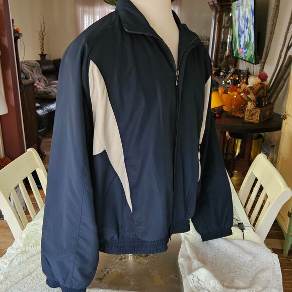 Vintage Roundtree & Yorke Sport Windbreaker Jacket Blue White Full Zip Sz XL - Picture 5 of 10